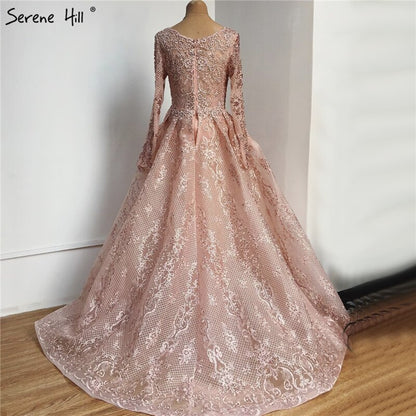 Blue Muslim Beading Mermaid Lace Crystal Design Evening Dresses 2025 Dubai Luxury Plush Size Evening Gowns Serene Hill LA70424 - SERENE HILL