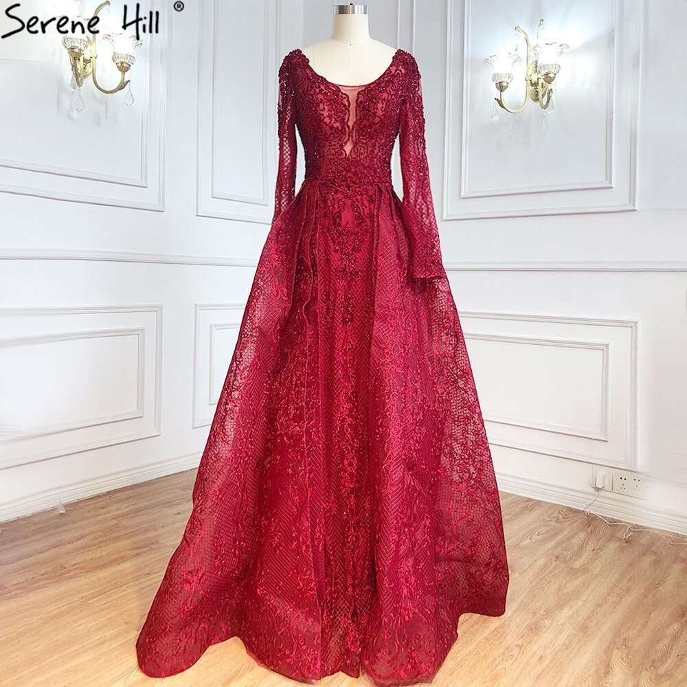 Blue Muslim Beading Mermaid Lace Crystal Design Evening Dresses 2025 Dubai Luxury Plush Size Evening Gowns Serene Hill LA70424 - SERENE HILL