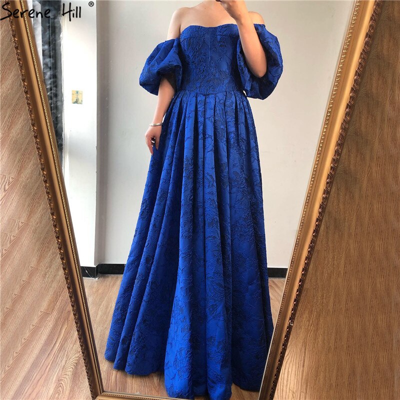 On Sale no return no refundSale Blue Off Shoulder Puff Half Sleeves Evening Dresses Dubai Sexy Fashion Formal Evening Gowns Serene Hill LA60923 - SERENE HILL