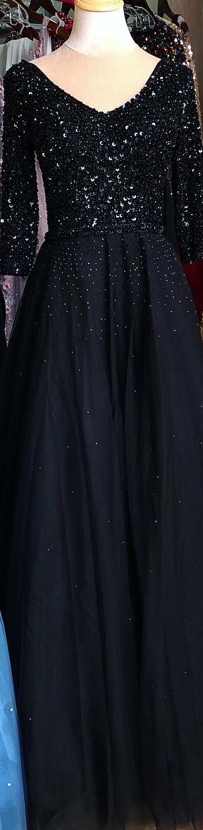 On Sale no return no refundBlue V-neck Sexy Ball Gowns Evening Dresses 2025 Crystal Sparkle Tulle Formal Dress Design Serene Hill LA70481 - SERENE HILL