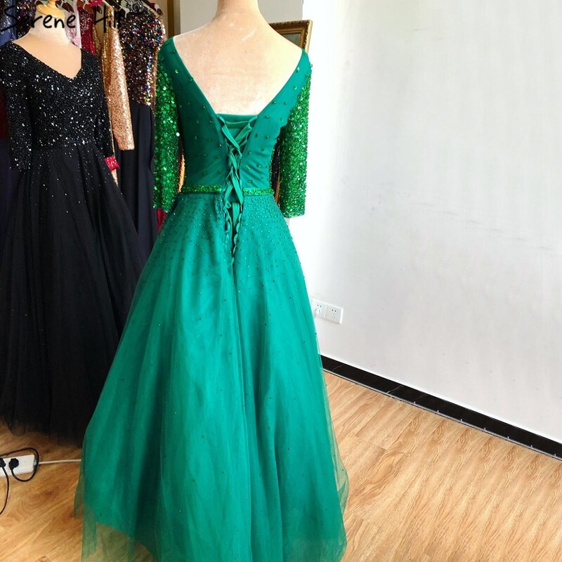 On Sale no return no refundBlue V-neck Sexy Ball Gowns Evening Dresses 2025 Crystal Sparkle Tulle Formal Dress Design Serene Hill LA70481 - SERENE HILL