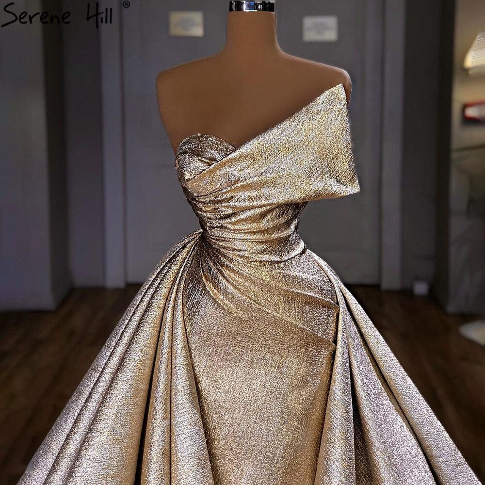 Champagne Mermaid Elegant Evening Dresses Gowns 2025 Sleeveless Simple For Women Party Serene Hill LA70626A - SERENE HILL