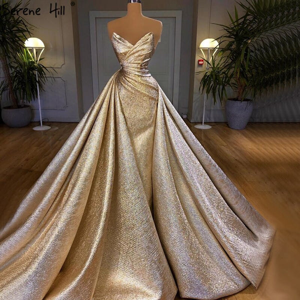 Champagne Mermaid Sexy Sleeveless Evening Dresses 2025 Off Shoulder Simple Formal Dress Design Serene Hill LA70626