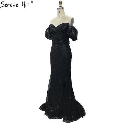 Champagne Short Sleeves Sexy Elegant Cocktail Dress Mermaid Split Cocktail Party Gowns 2025 Serene Hill LA70736S - SERENE HILL