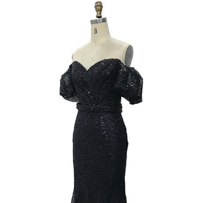 Champagne Short Sleeves Sexy Elegant Cocktail Dress Mermaid Split Cocktail Party Gowns 2025 Serene Hill LA70736S - SERENE HILL