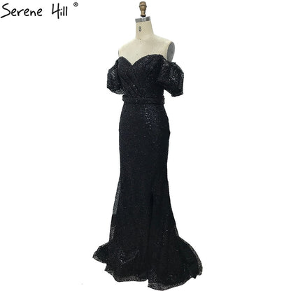 Champagne Short Sleeves Sexy Elegant Cocktail Dress Mermaid Split Cocktail Party Gowns 2025 Serene Hill LA70736S - SERENE HILL