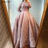 Clear Water Blue High Collar Evening Dresses 2025 Short Sleeve Lace Sequined Bridal Gowns Design Real Photo HM66981 - SERENE HILL