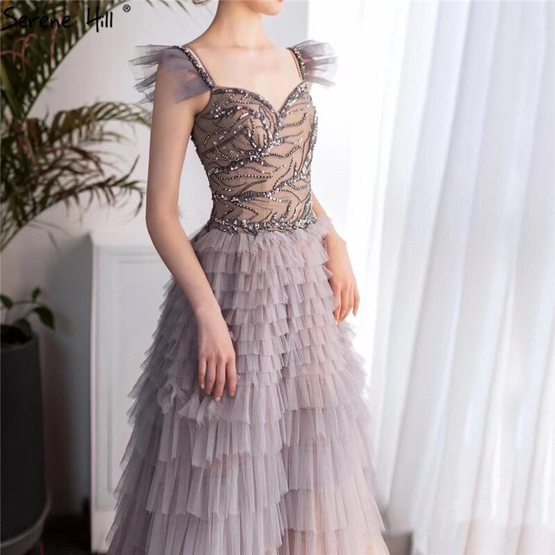 On Sale no return no refundSale Colorful Sleeveless A-Line Sexy Evening Dresses 2025 Tiered Beading Lace Up Formal Dress Design Serene Hill LA70435 - SERENE HILL