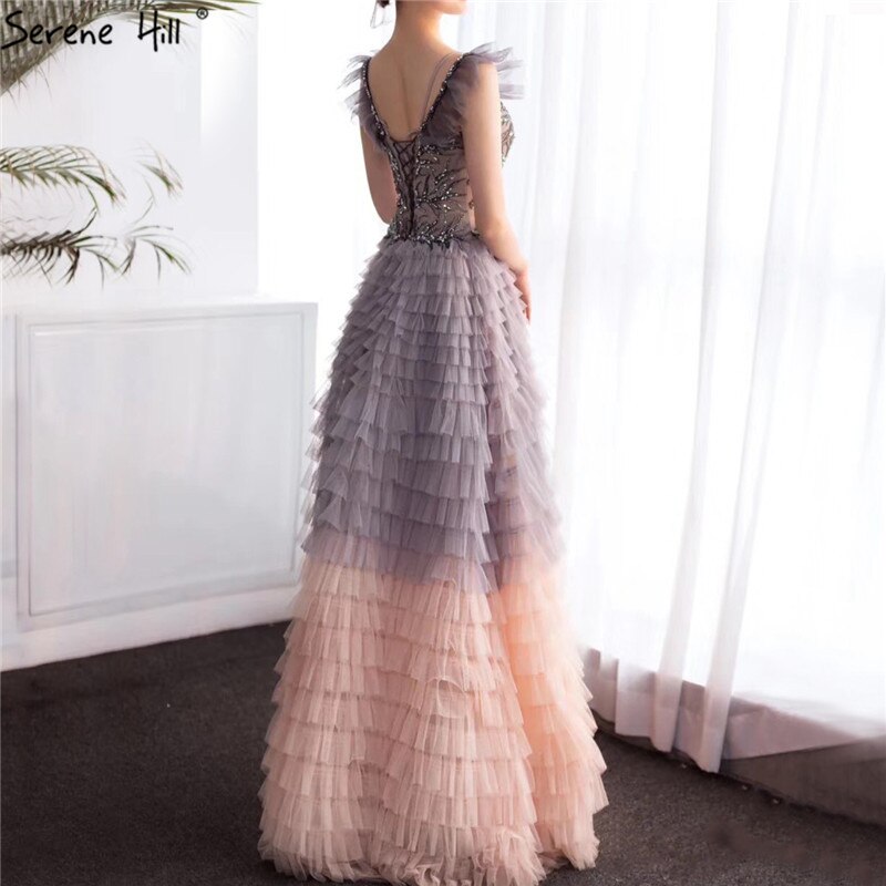 On Sale no return no refundSale Colorful Sleeveless A-Line Sexy Evening Dresses 2025 Tiered Beading Lace Up Formal Dress Design Serene Hill LA70435 - SERENE HILL