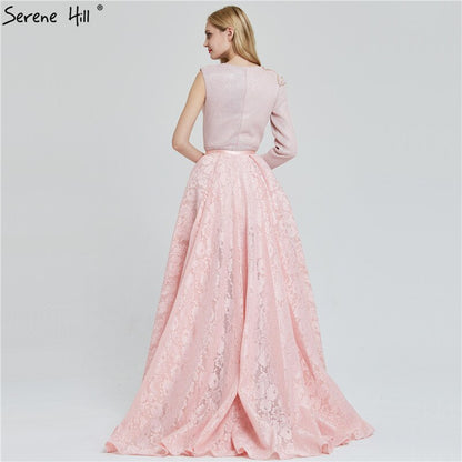 On Sale No Return No Refund Sale Du Bai Design Pink One Shoulder Evening Dresses Vintage Pearls Mermaid Sexy Gowns 2025 Real Photo LA60929 - SERENE HILL
