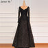 Dubai Blue Muslim Lace Beading Luxury Evening Dresses 2025 Long Plus Size Dress Evening Gowns LA60899 For Women - SERENE HILL