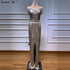 On Sale No Return No Refund Dubai Gold Boat-Neck Tassel Sexy Evening Dresses Luxruy Short Sleeveless Sequined Beading Evening Gowns Real Photo LA60826 - SERENE HILL