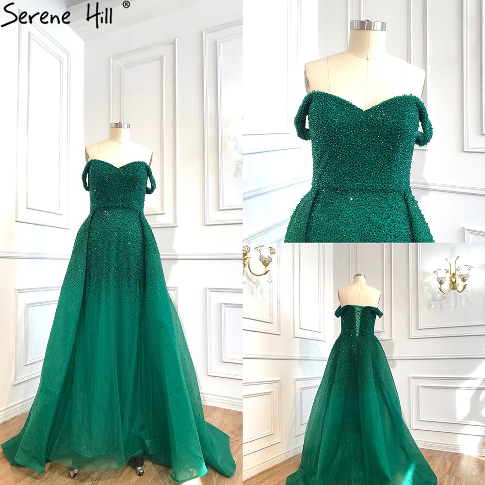 On Sale no return no refundDubai Grey Mermaid Luxury Sleeveless Evening Dresses 2025 Off Shoulder Sexy Formal Dress Design Serene Hill LA70602 - SERENE HILL