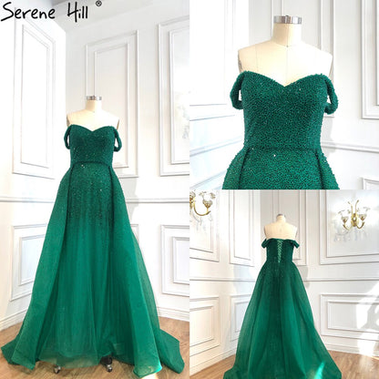 On Sale no return no refundDubai Grey Mermaid Luxury Sleeveless Evening Dresses 2025 Off Shoulder Sexy Formal Dress Design Serene Hill LA70602 - SERENE HILL
