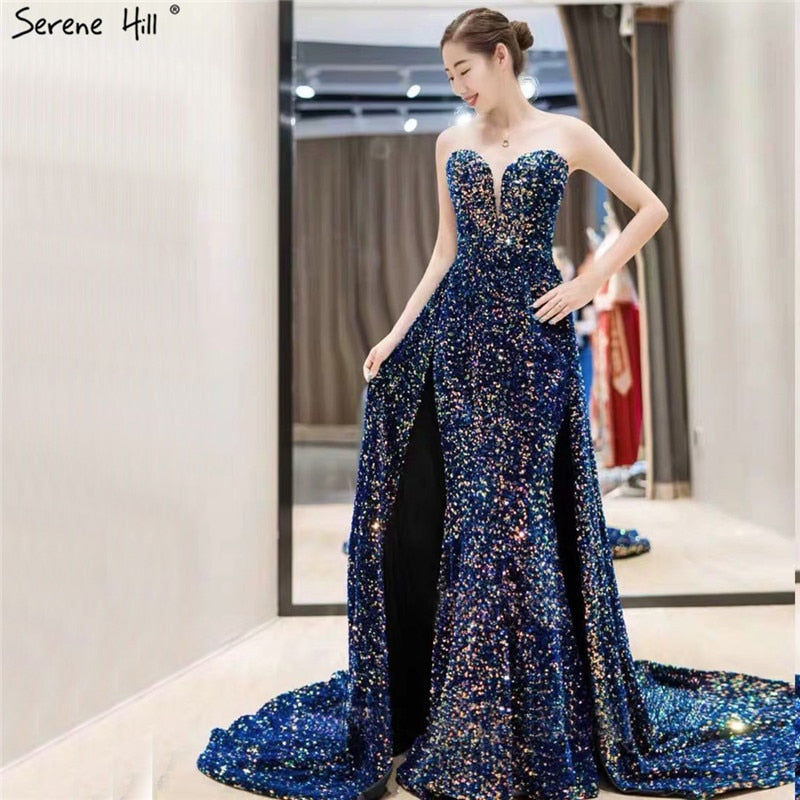 On Sale no return no refundSale Dubai Luxury Sequins Sparkle Sexy Evening Dresses 2025 Sweetheart A-Line With Train Evening Gowns Serene Hill LA70273 - SERENE HILL