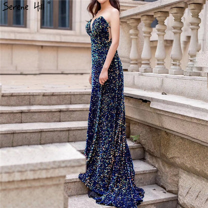 On Sale no return no refundSale Dubai Luxury Sequins Sparkle Sexy Evening Dresses 2025 Sweetheart A-Line With Train Evening Gowns Serene Hill LA70273 - SERENE HILL