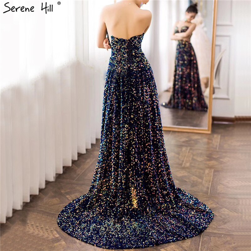 On Sale no return no refundSale Dubai Luxury Sequins Sparkle Sexy Evening Dresses 2025 Sweetheart A-Line With Train Evening Gowns Serene Hill LA70273 - SERENE HILL