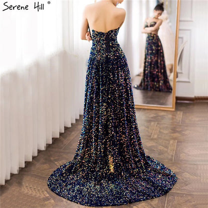 On Sale no return no refundSale Dubai Luxury Sequins Sparkle Sexy Evening Dresses 2025 Sweetheart A-Line With Train Evening Gowns Serene Hill LA70273 - SERENE HILL