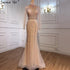 Dubai Mermaid Pink Beading Sequins Evening Dresses V-Neck Long Sleeves Luxury Formal Dress Serene Hill 2025 LA70526 - SERENE HILL