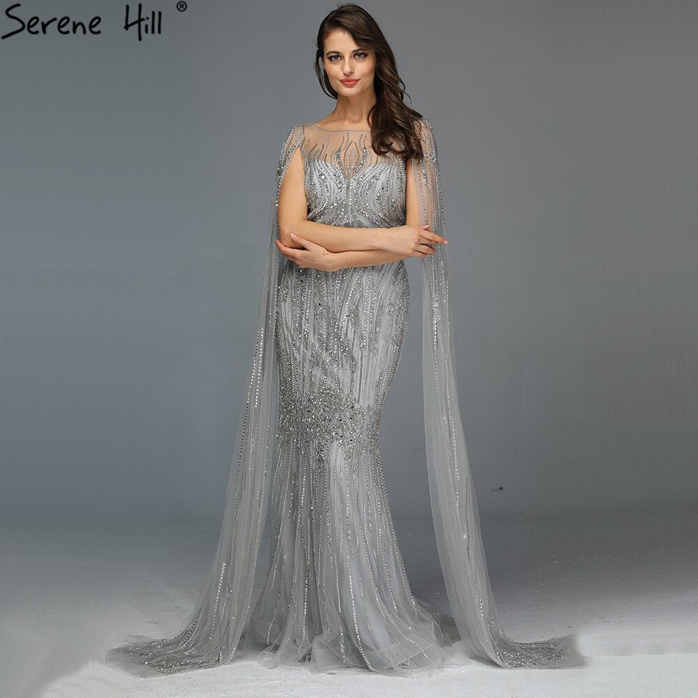 Dubai Pink Luxury Long Sleeves Evening Gowns 2025 Mermaid Sequins Beading Sexy Fromal Dresses Serene Hill LA70160 - SERENE HILL