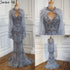 Dubai Purple V-Neck Mermaid Sexy Evening Dresses 2025 Sleeveless Shawl Yarn Feathers Formal Dress Serene Hill LA70171A - SERENE HILL
