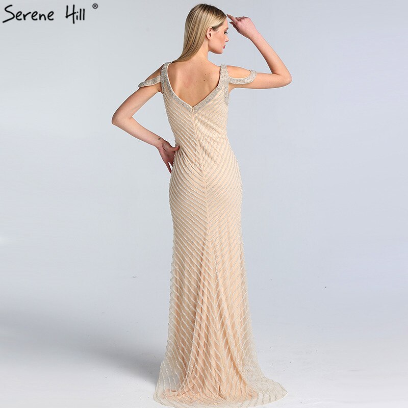 Sale Dubai Silver Sleeveless Luxury Evening Dresses 2025 Latest Design V-Neck Sexy Mermaid Evening Gowns Serene Hill LA60812 - SERENE HILL