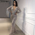 On Sale no return no refundSale Dubai Silver V-Neck Tassel Beading Mermaid Evening Dresses 2025 Long Sleeve Luxury Sexy Evening Gowns Serene Hill LA60770 - SERENE HILL