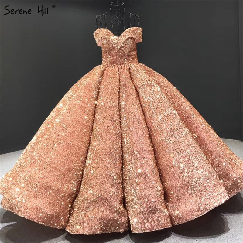 Dubai Sweetheart Sexy Green Luxury Wedding Dresses 2025 Sequined Off Shoulder Bridal Gowns Serene Hill HM66991 Custom Made - SERENE HILL