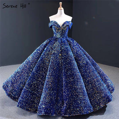 Dubai Sweetheart Sexy Green Luxury Wedding Dresses 2025 Sequined Off Shoulder Bridal Gowns Serene Hill HM66991 Custom Made - SERENE HILL