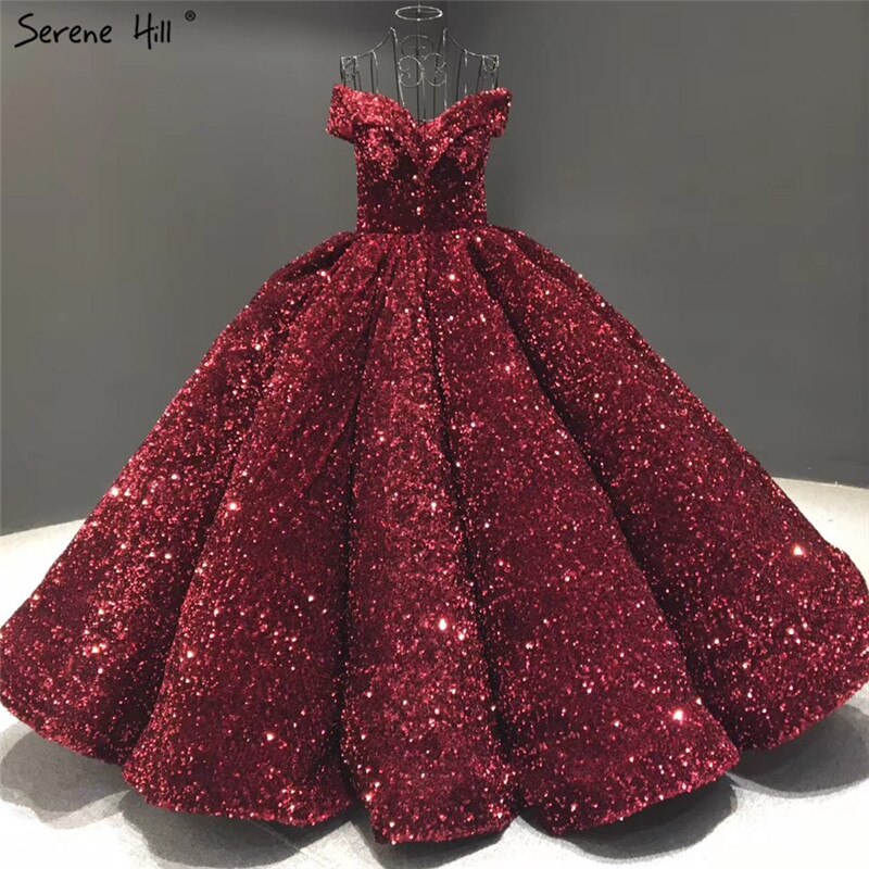 Dubai Sweetheart Sexy Green Luxury Wedding Dresses 2025 Sequined Off Shoulder Bridal Gowns Serene Hill HM66991 Custom Made - SERENE HILL