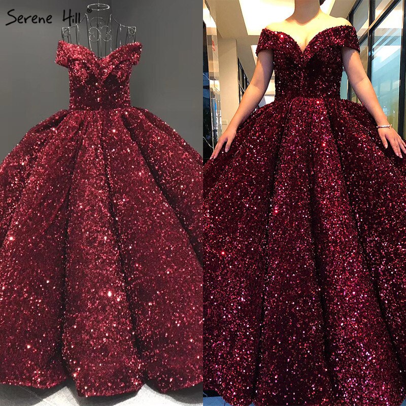 Dubai Sweetheart Sexy Green Luxury Wedding Dresses 2025 Sequined Off Shoulder Bridal Gowns Serene Hill HM66991 Custom Made - SERENE HILL
