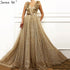 On Sale No Return No Refund Dubai V-Neck Sleeveless Luxury Evening Gown Designs 2025 Sequined Sashes Sexy Tulle Evening Dresses Serene Hill LA60796 - SERENE HILL