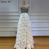 On Sale No Return No Refund Sale Dubai White V-Neck Backless Luxury Evening Dresses 2025 Sleevleess Sequined Tiered Formal Dress Serene Hill LA60955 - SERENE HILL