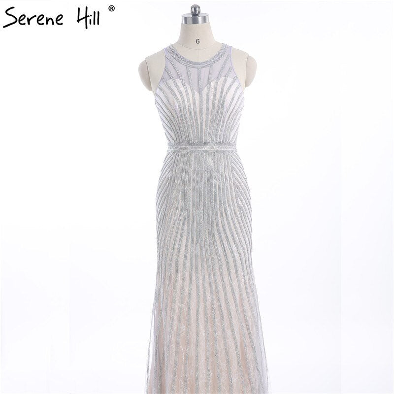 On Sale no return no refundSale Fashion Halter Gold Evening Party Dress Real Photos Nude Tulle Diamond Party Occasion 2025 Formal Long Evening Dress LA6008 - SERENE HILL