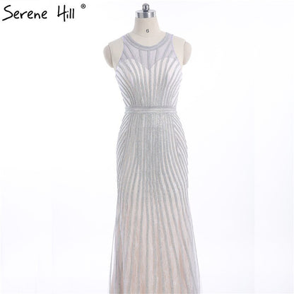 On Sale no return no refundSale Fashion Halter Gold Evening Party Dress Real Photos Nude Tulle Diamond Party Occasion 2025 Formal Long Evening Dress LA6008 - SERENE HILL