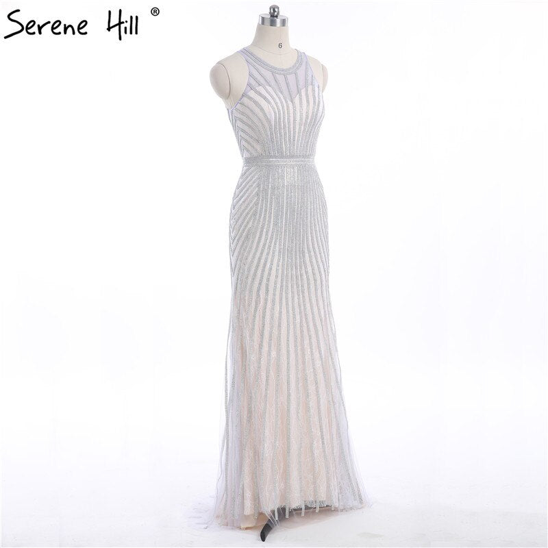 On Sale no return no refundSale Fashion Halter Gold Evening Party Dress Real Photos Nude Tulle Diamond Party Occasion 2025 Formal Long Evening Dress LA6008 - SERENE HILL