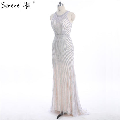 On Sale no return no refundSale Fashion Halter Gold Evening Party Dress Real Photos Nude Tulle Diamond Party Occasion 2025 Formal Long Evening Dress LA6008 - SERENE HILL