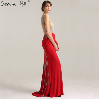 Sale Fashion Sexy Sleeveless Mermaid Bridal Dress V-Neck Crystal Elegant Formal Evening Gown 2025 Real Photo LA6263 - SERENE HILL
