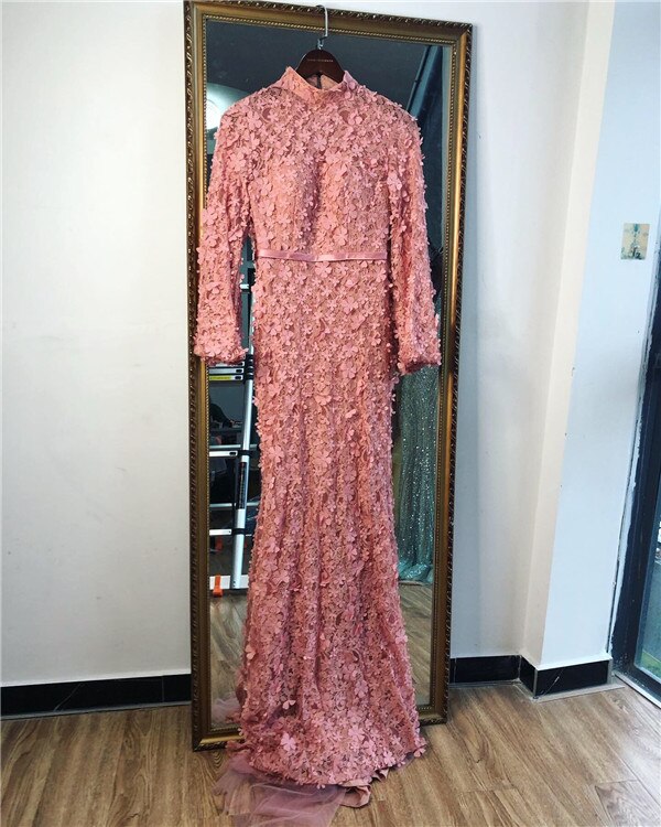 Sale Flowers Pearls Long Sleeves Mermaid Evening Dresses Muslim Fashion Elegant Formal Dress 2025 Serene Hill Plus Size LA6293 - SERENE HILL