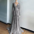 On Sale no return no refund Gold A-Line V-Neck Luxury Sexy Evening Dresses 2025 Pearls Crystal Long Sleeves Fromal Gown Serene Hill LA70287L - SERENE HILL