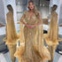 Gold Arabic Cape Sleeves Beaded Evening Dresses Gowns 2025 Mermaid Elegant Luxury For Women Party Serene Hill LA71496 - SERENE HILL