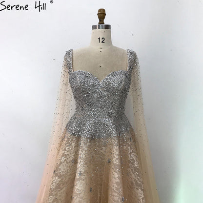 Sale Gold Backless Sexy Luxury Evening Dresses 2025 Dubai Crystal Sleeveless A-Line Formal Dress Serene Hill LA70290 - SERENE HILL