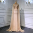 Gold Luxury Arabic Cape Sleeves Evening Dresses Gowns 2025 Beaded Mermaid For Women Party Serene Hill LA71620 - SERENE HILL