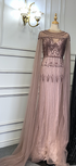 Gold Luxury Arabic Cape Sleeves Evening Dresses Gowns 2025 Beaded Mermaid For Women Party Serene Hill LA71620 - SERENE HILL