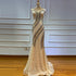 On Sale No Return No Refund Sale Gold O-Neck Luxury Dubai Design Evening Dresses 2025 Lace Pearls Crystal Mermaid Formal Dress Serene Hill LA60897 - SERENE HILL