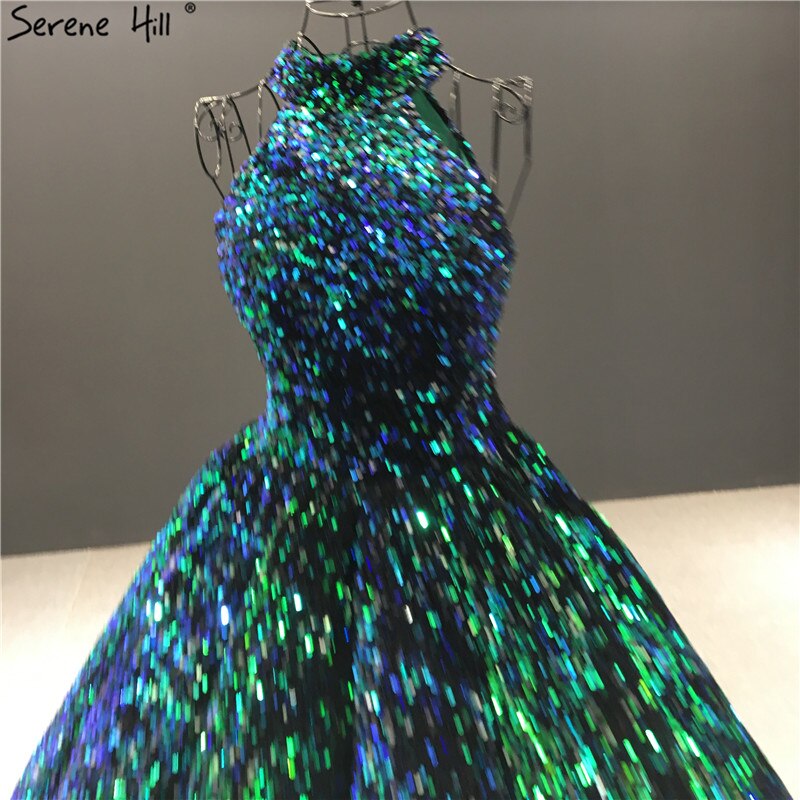 Green O-Neck Sexy Luxury Ankle-Length Evening Gowns 2025 Sleeveless Sequins Sparkle Formal Dress Serene Hill HA2063 - SERENE HILL