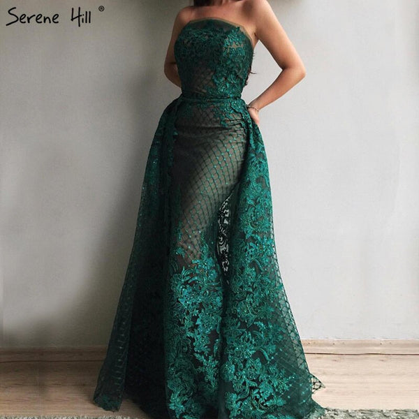 On Sale No Return No Refund Green Off Shoulder Sexy Mermaid Evening Dresses 2025 Appliques Sequined Luxury Vintage Evening Gowns  LA6361