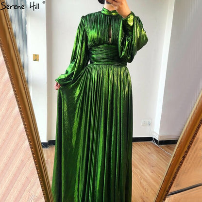 Green Satin A-Line Classy Long Sleeves Silk Evening Dress LA70554 Green / 16 Green Satin A-Line Classy Long Sleeves Silk Evening Dress LA70554 Green / 16