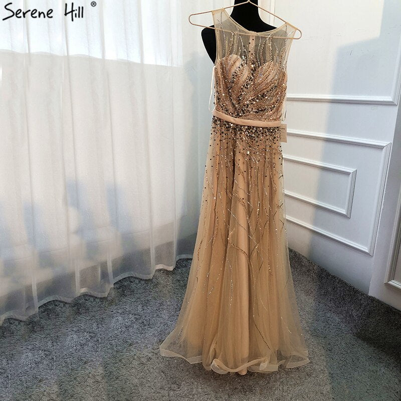 On Sale no return no refundSale Grey Diamond Beading Luxury New Evening Dresses 2025 High-end Sexy Sleeveless Beach Formal Evening Gowns Serene Hill LA6577 - SERENE HILL