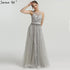 On Sale no return no refundSale Grey Diamond Beading Luxury New Evening Dresses 2025 High-end Sexy Sleeveless Beach Formal Evening Gowns Serene Hill LA6577 - SERENE HILL